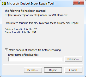 Jak naprawić folder poczty Outlook - scanpst.exe